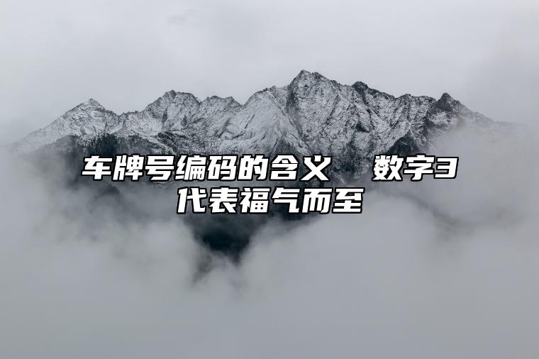 车牌号编码的含义  数字3代表福气而至 手机号码如何挑选